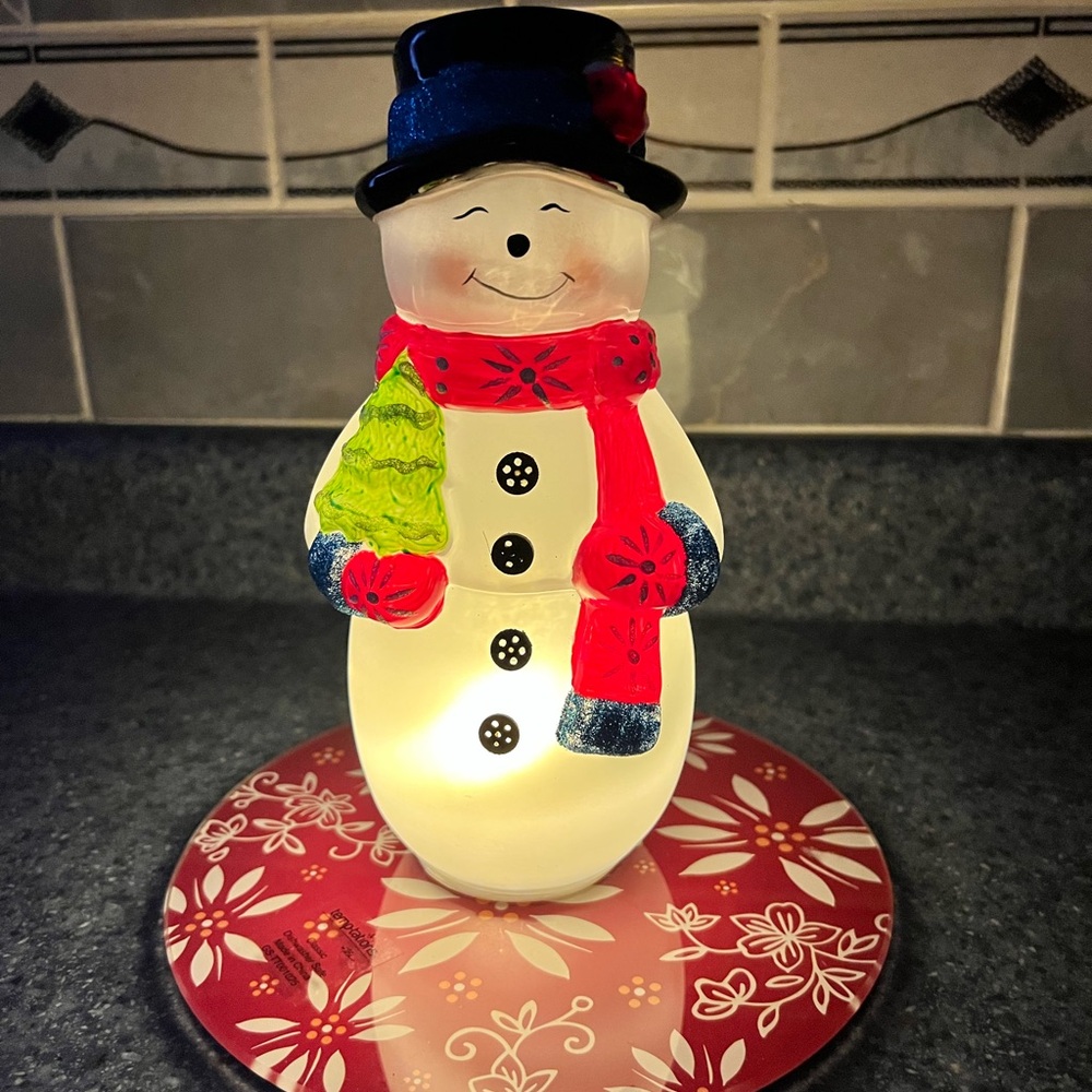 Temp-Tations Snowman Light with Red and Green Accents